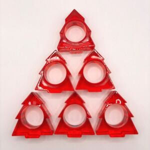 Vintage Lucite Acrylic Christmas Tree Napkin Holders Translucent Set of 6